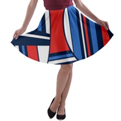 Abstract Nautical A-line Skater Skirt by olgart