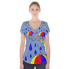 Rainy Day Short Sleeve Front Detail Top by Valentinaart