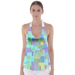 Pastel Geometrical Desing Babydoll Tankini Top