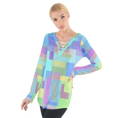 Pastel Geometrical Desing Women s Tie Up Tee by Valentinaart