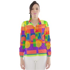 Colorful Geometrical Design Wind Breaker (women) by Valentinaart