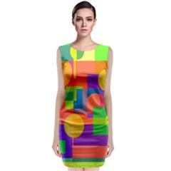 Colorful Geometrical Design Classic Sleeveless Midi Dress by Valentinaart