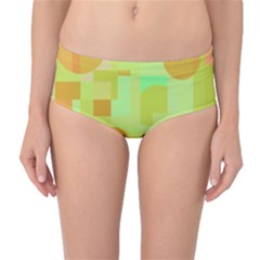 Green And Orange Decorative Design Mid-waist Bikini Bottoms