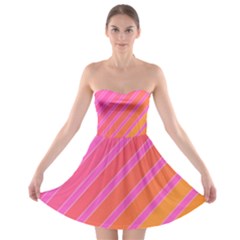 Pink Elegant Lines Strapless Dresses by Valentinaart