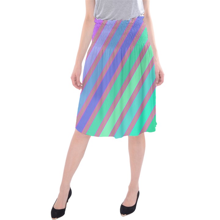 Pastel colorful lines Midi Beach Skirt