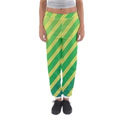 Green And Yellow Lines Women s Jogger Sweatpants by Valentinaart