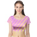 Pink and yellow elegant design Short Sleeve Crop Top (Tight Fit) View1