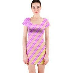 Pink And Yellow Elegant Design Short Sleeve Bodycon Dress by Valentinaart