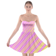 Pink And Yellow Elegant Design Strapless Dresses by Valentinaart