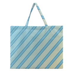 Blue Elegant Lines Zipper Large Tote Bag by Valentinaart