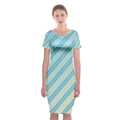 Blue Elegant Lines Classic Short Sleeve Midi Dress by Valentinaart