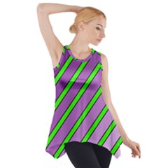 Purple and green lines Side Drop Tank Tunic