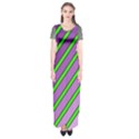 Purple and green lines Short Sleeve Maxi Dress View1