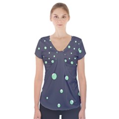 Green Bubbles Short Sleeve Front Detail Top by Valentinaart
