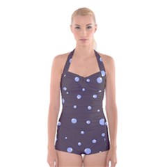 Blue Bubbles Boyleg Halter Swimsuit  by Valentinaart