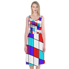 Colorful Cubes  Midi Sleeveless Dress by Valentinaart