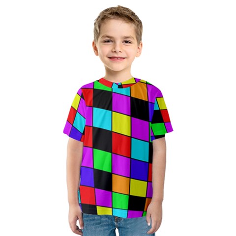 Colorful Cubes  Kid s Sport Mesh Tee by Valentinaart