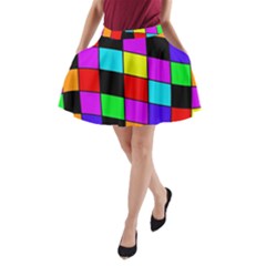 Colorful Cubes  A-line Pocket Skirt by Valentinaart