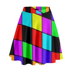 Colorful Cubes  High Waist Skirt by Valentinaart