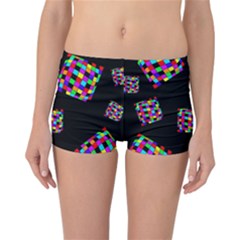 Flying  Colorful Cubes Reversible Boyleg Bikini Bottoms by Valentinaart