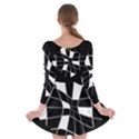 Black and white abstract flower Long Sleeve Skater Dress View2