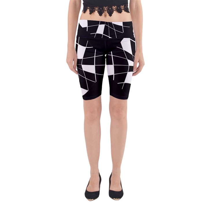 Black and white abstract flower Yoga Cropped Leggings