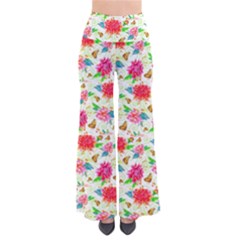 Dahlia And Butterfly Pattern Palazzo Pants Women s Chic Palazzo Pants 