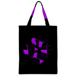 Purple Abstract Flower Zipper Classic Tote Bag by Valentinaart
