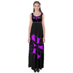 Purple Abstract Flower Empire Waist Maxi Dress by Valentinaart