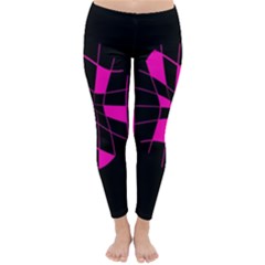 Pink Abstract Flower Winter Leggings  by Valentinaart