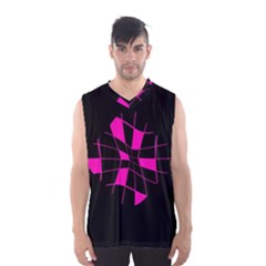 Pink Abstract Flower Men s Basketball Tank Top by Valentinaart