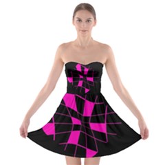 Pink Abstract Flower Strapless Dresses by Valentinaart