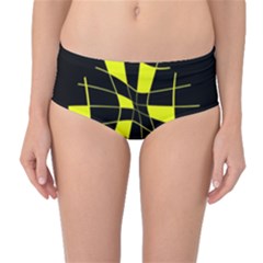 Yellow Abstract Flower Mid-waist Bikini Bottoms by Valentinaart