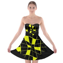 Yellow Abstract Flower Strapless Dresses by Valentinaart