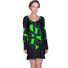 Green abstract flower Long Sleeve Nightdress