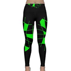 Green Abstract Flower Yoga Leggings by Valentinaart