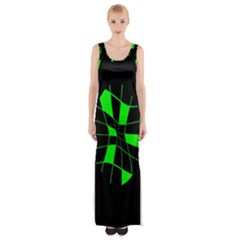 Green abstract flower Maxi Thigh Split Dress