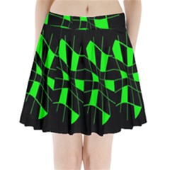 Green abstract flower Pleated Mini Mesh Skirt