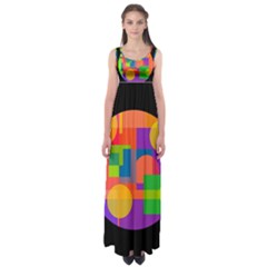 Colorful Circle  Empire Waist Maxi Dress