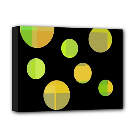 Green Abstract Circles Deluxe Canvas 16  X 12   by Valentinaart