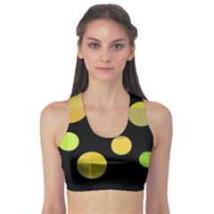 Green Abstract Circles Sports Bra by Valentinaart