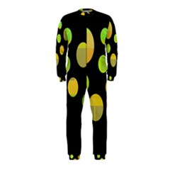 Green Abstract Circles Onepiece Jumpsuit (kids) by Valentinaart