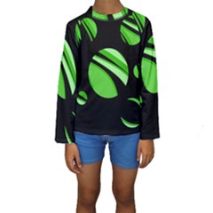 Green Balls   Kid s Long Sleeve Swimwear by Valentinaart