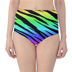 Rainbow Tiger High-waist Bikini Bottoms by ArtistRoseanneJones