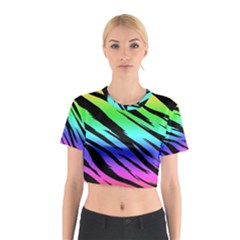 Rainbow Tiger Cotton Crop Top by ArtistRoseanneJones