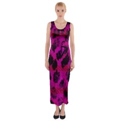 Pink Leopard Fitted Maxi Dress by ArtistRoseanneJones