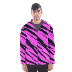 Pink Tiger Hooded Wind Breaker (men) by ArtistRoseanneJones