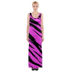 Pink Tiger Maxi Thigh Split Dress by ArtistRoseanneJones