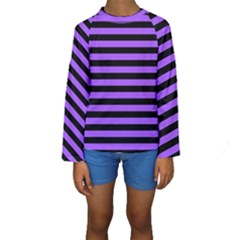 Purple Stripes Kid s Long Sleeve Swimwear by ArtistRoseanneJones