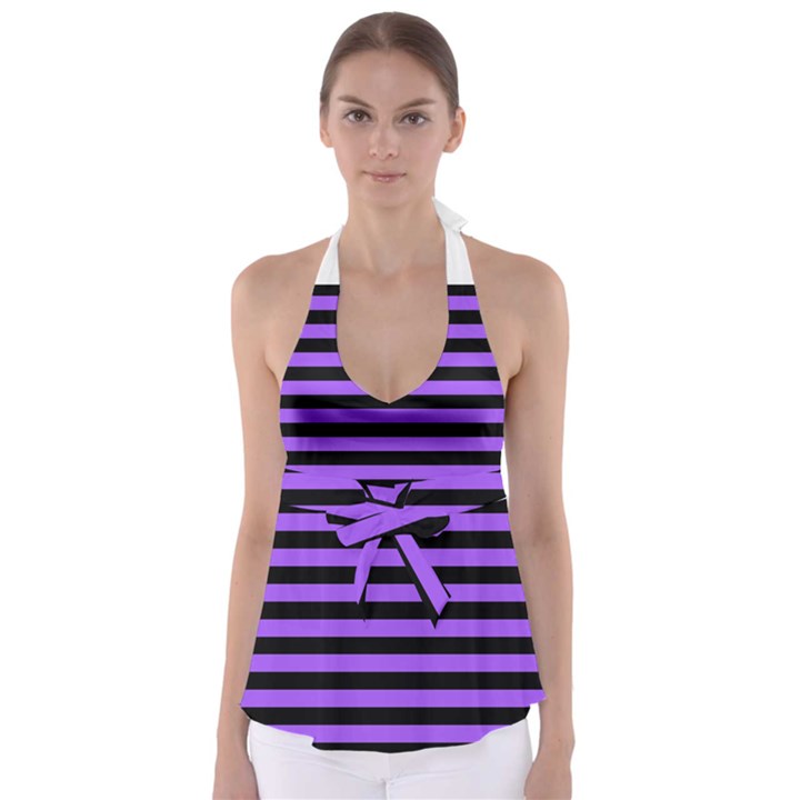 Purple Stripes Babydoll Tankini Top